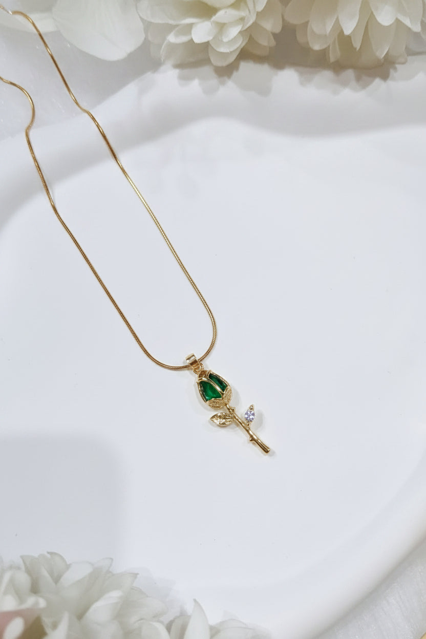 Green Tulip charm AntiTarnish Pendant