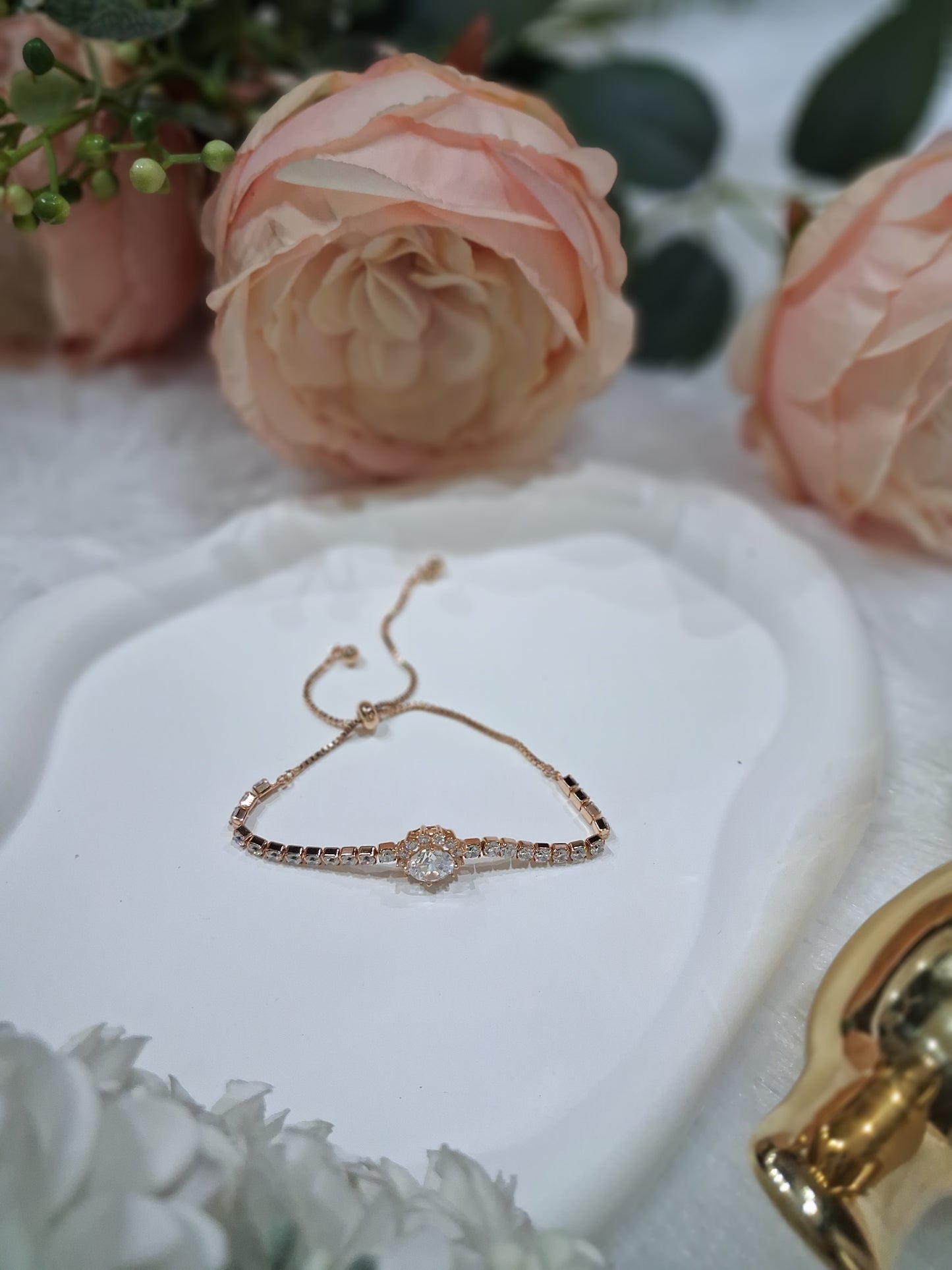 Floral Crystal Adjustable Tennis Bracelet