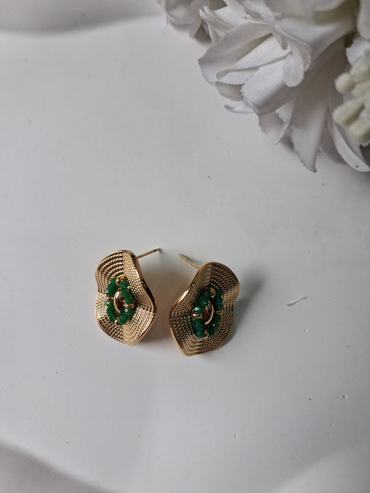 Mordern Embellished Anti Tarnish Gold Studs