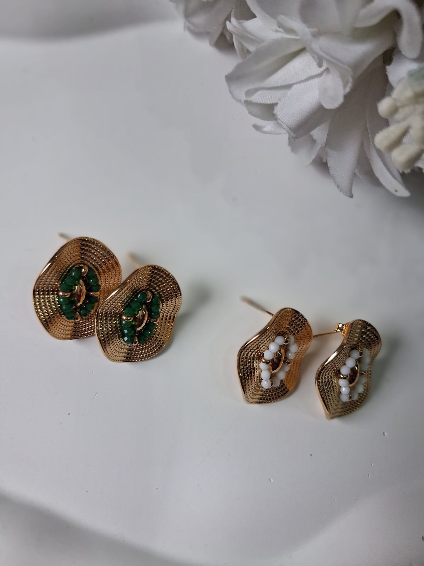 Mordern Embellished Anti Tarnish Gold Studs