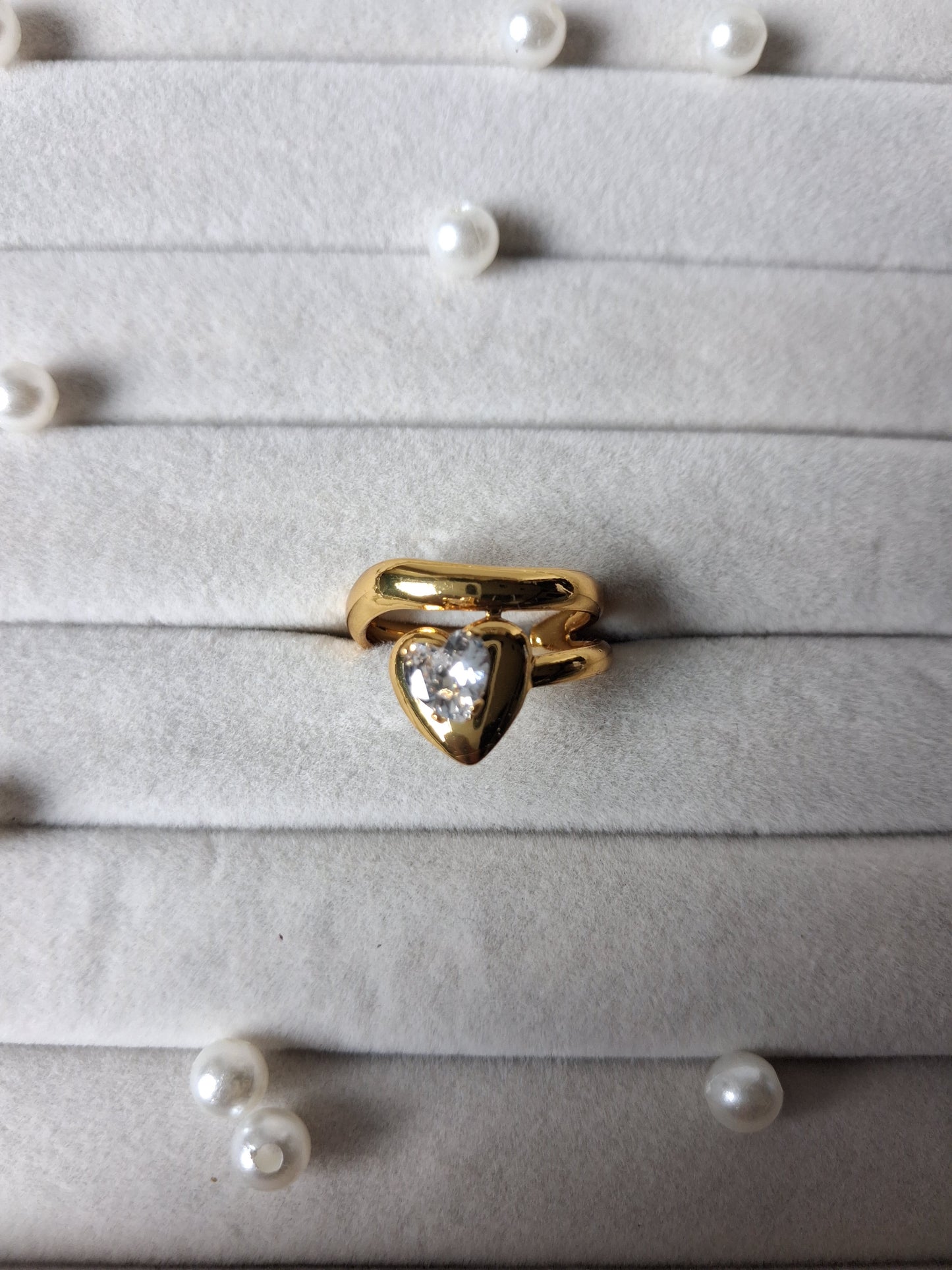 Heart Band Anti Tarnish Adjustable Ring