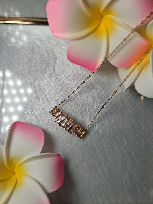 Amore Yellow crystal Anti Tarnish Neck chain