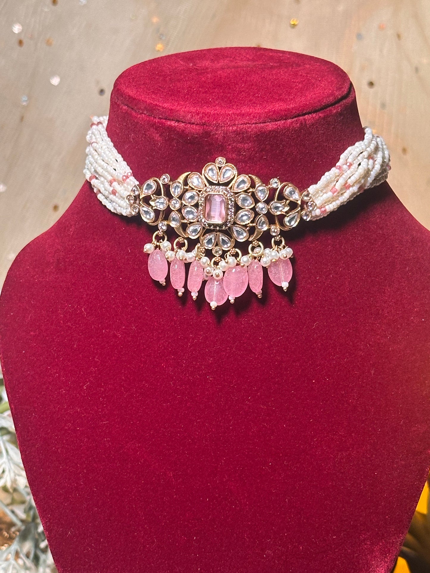 Vani Mossanite Polki Piroyi Choker Set