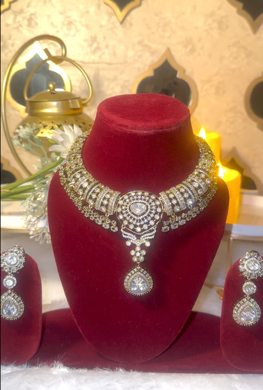 Princess Hasli Mosanite AD Necklace Set