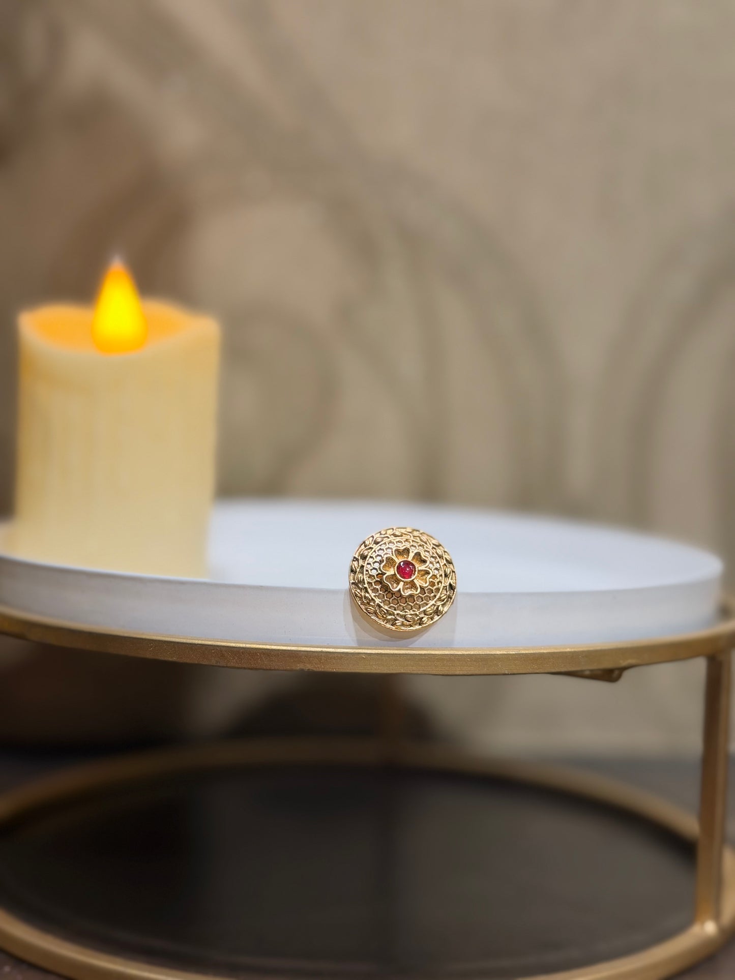 Jaal Work Gold look Heritage ring