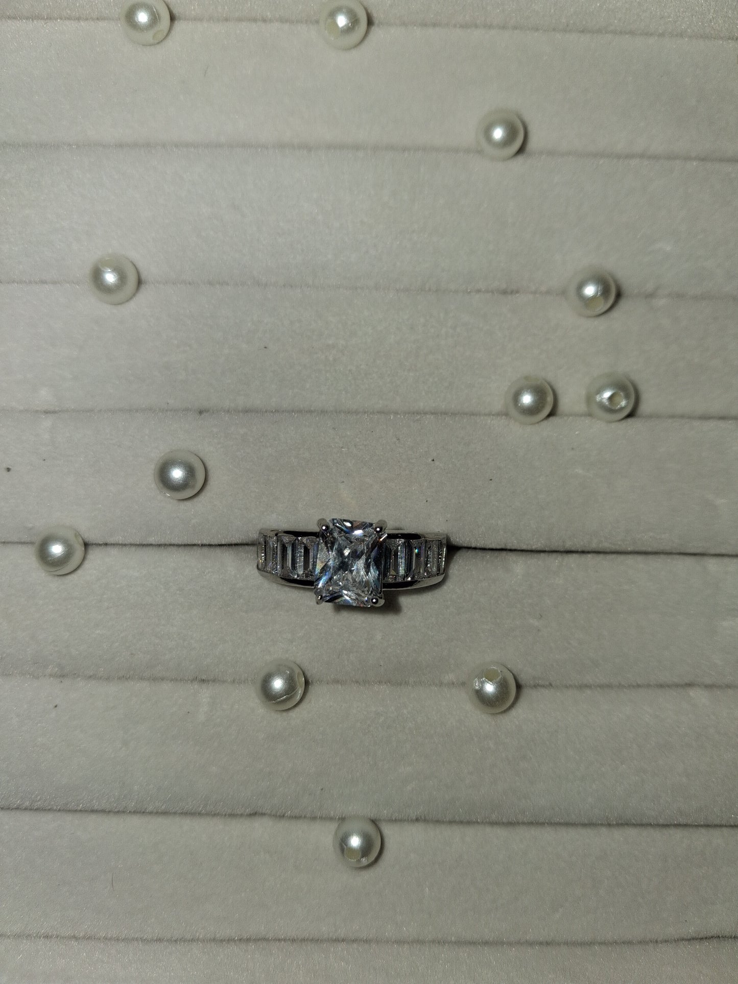 Square Band Solitaire Adjustable Ring