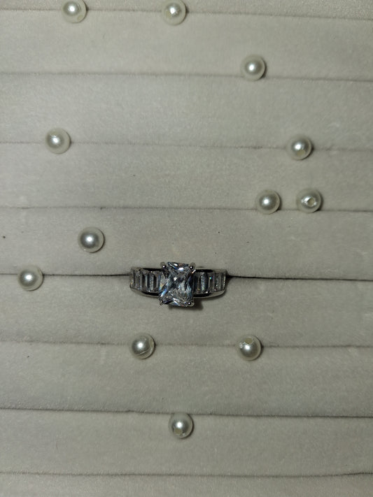Square Band Solitaire Adjustable Ring