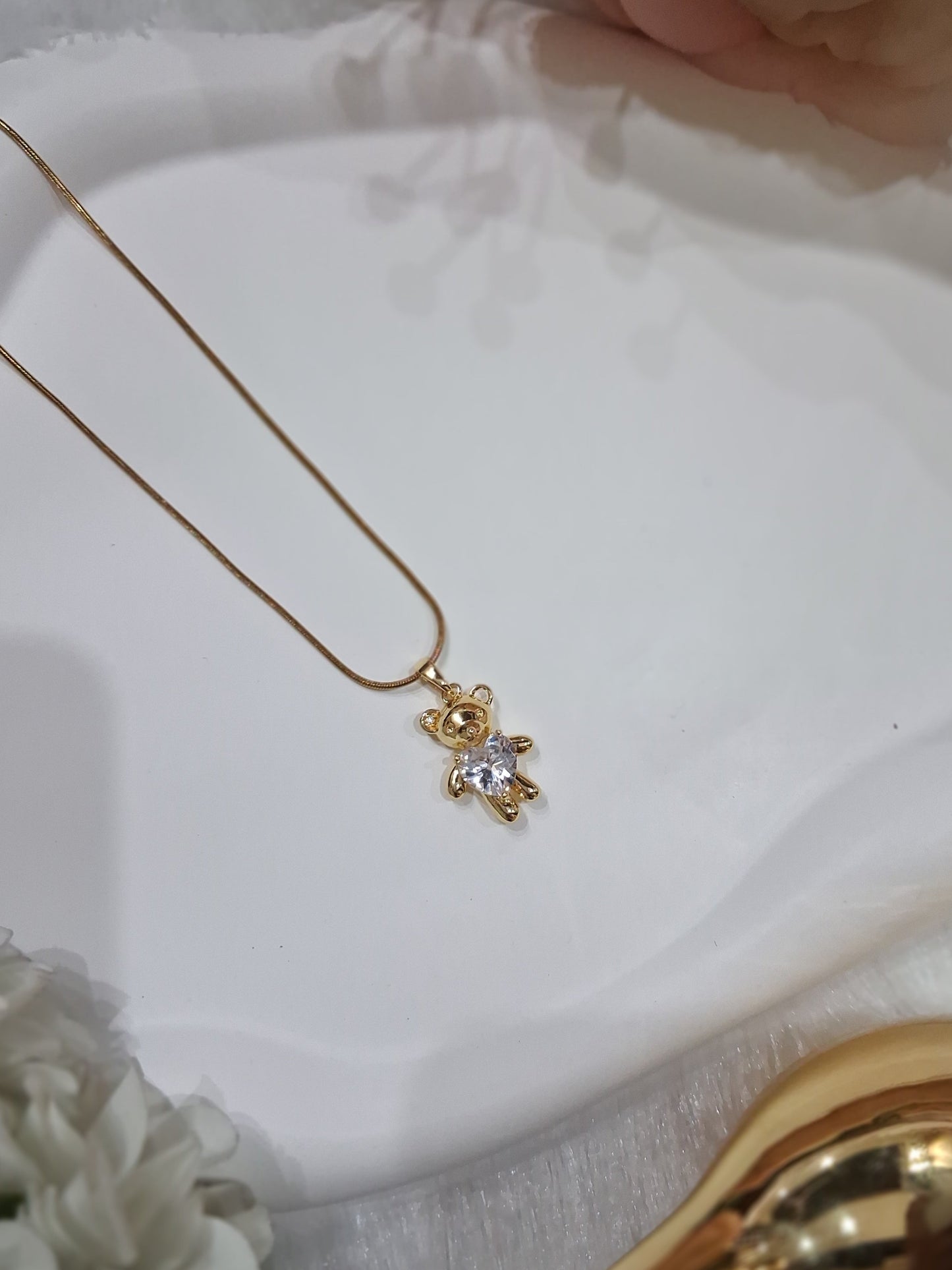 Teddy with solitaire Anti Tarnish Chain