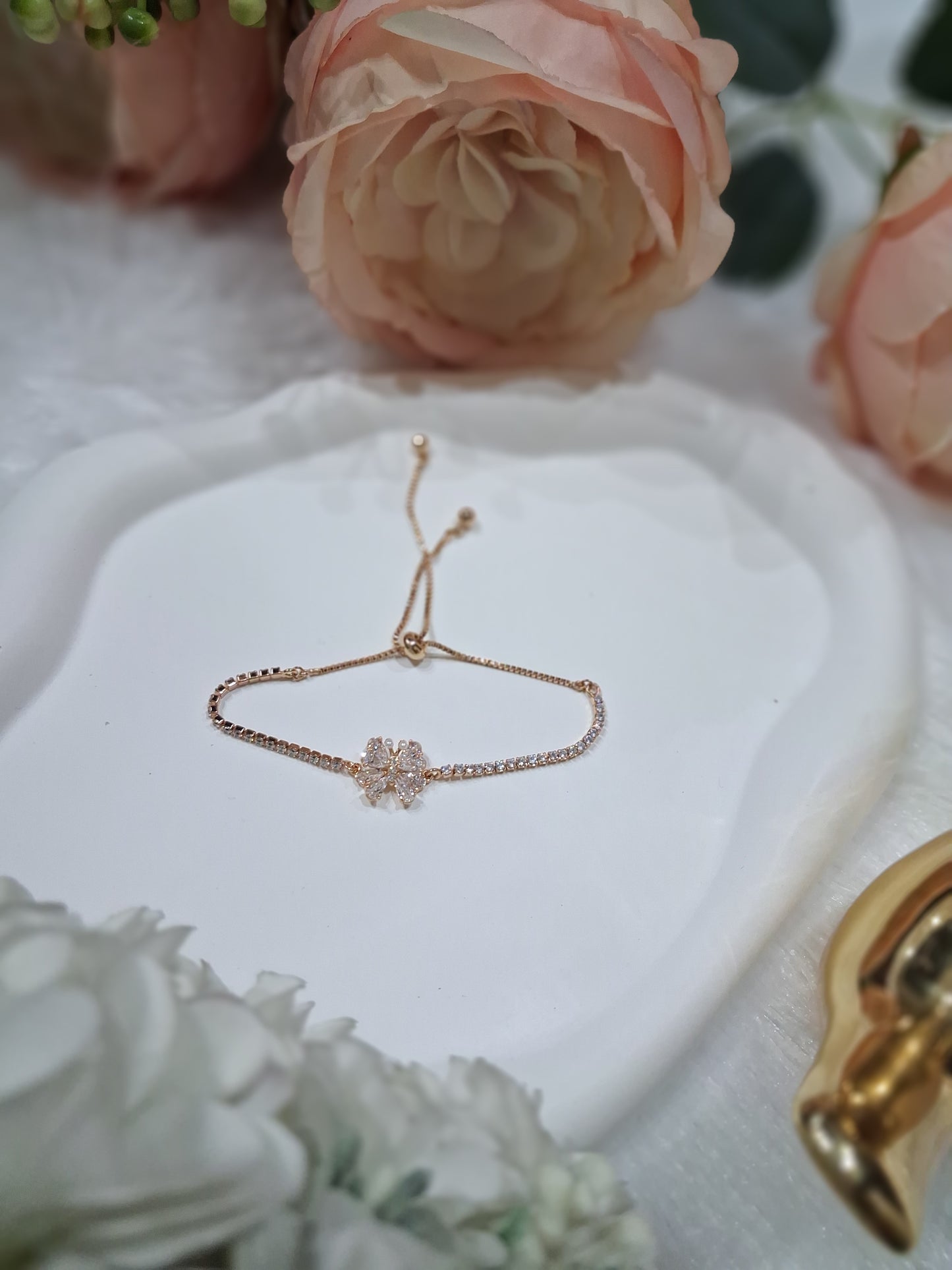 Bow Crystal Adjustable Tennis Bracelet