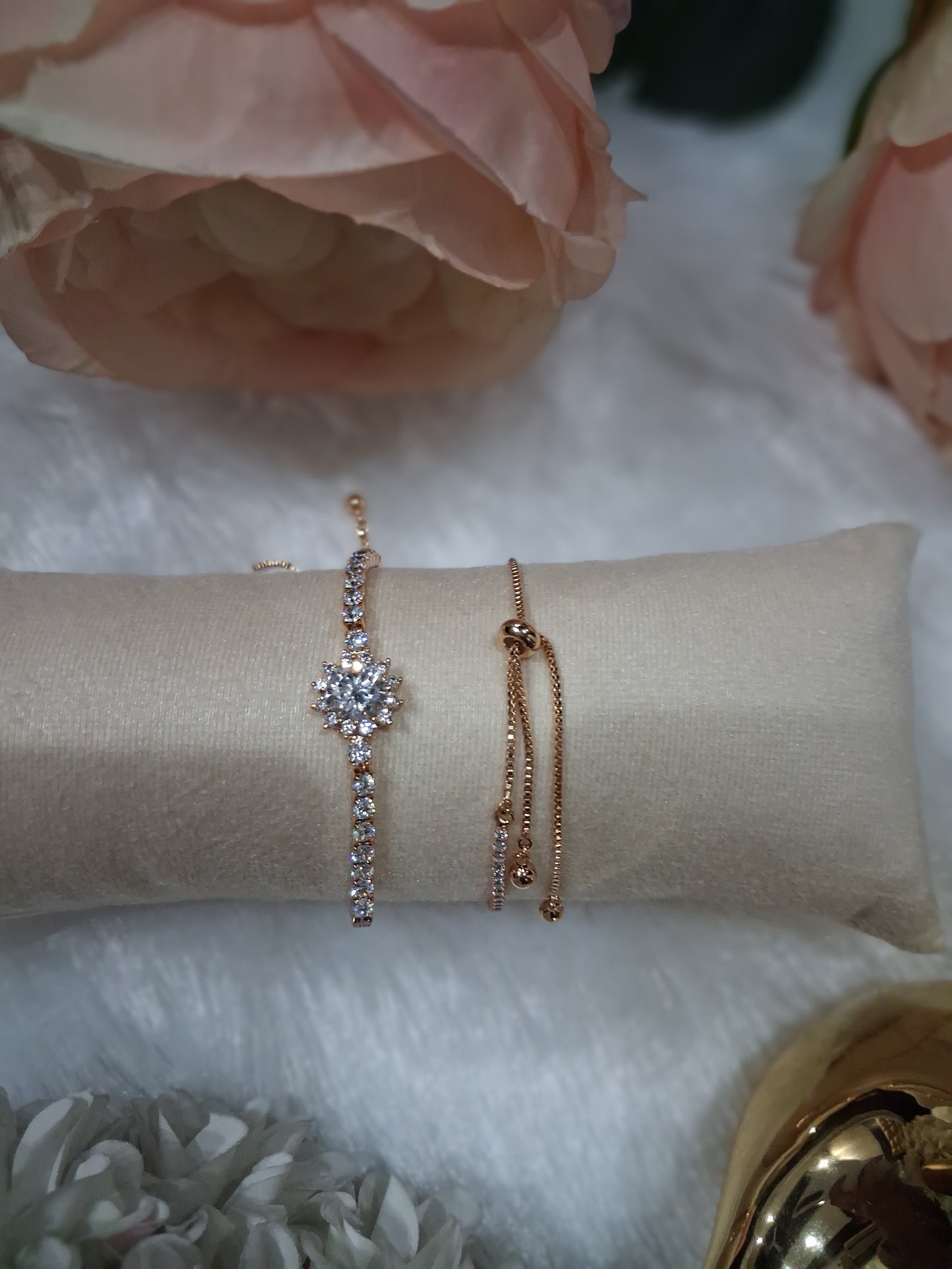 Floral Crystal Adjustable Tennis Bracelet