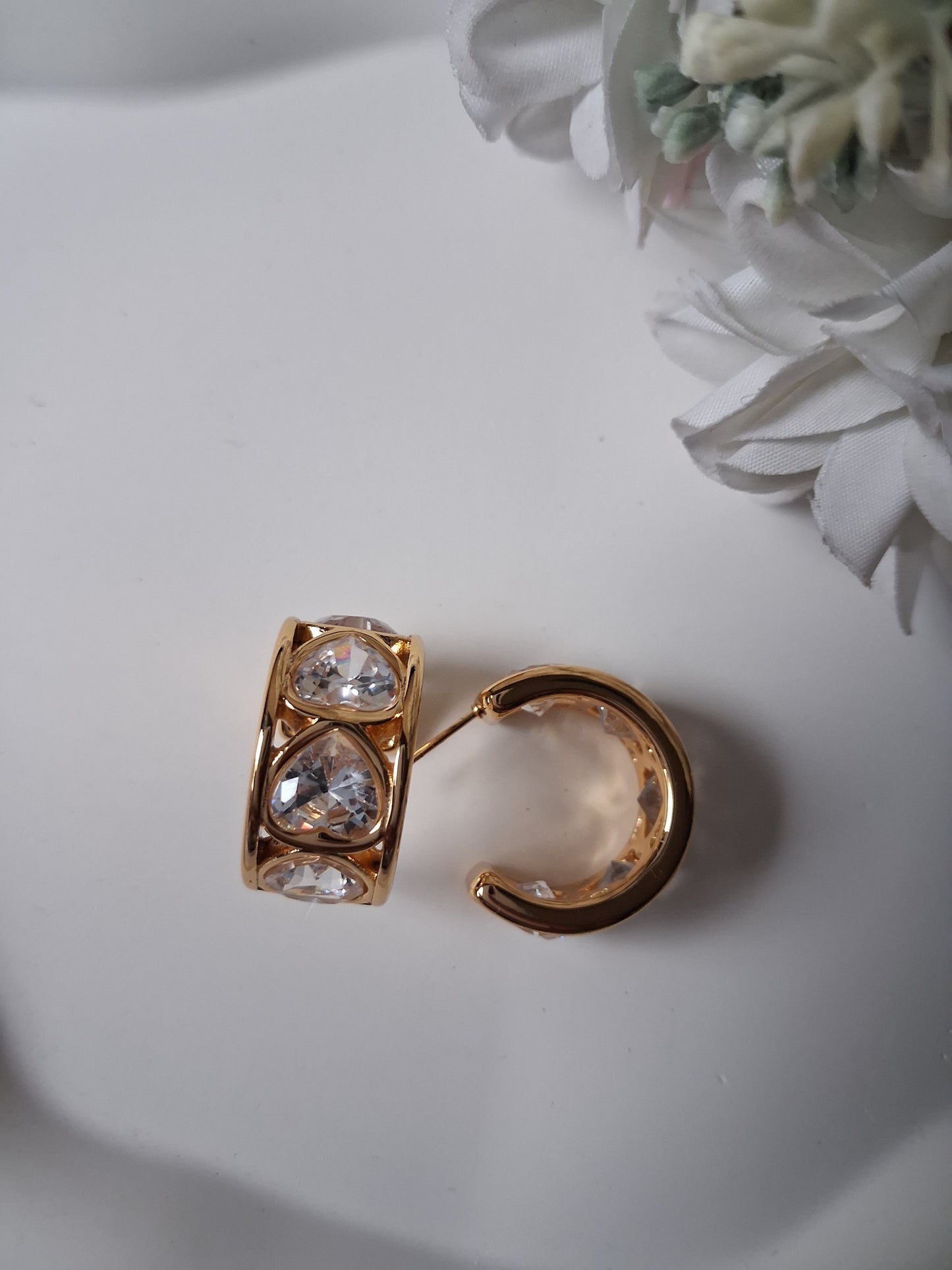Heart Crystal Premium Half Hoops