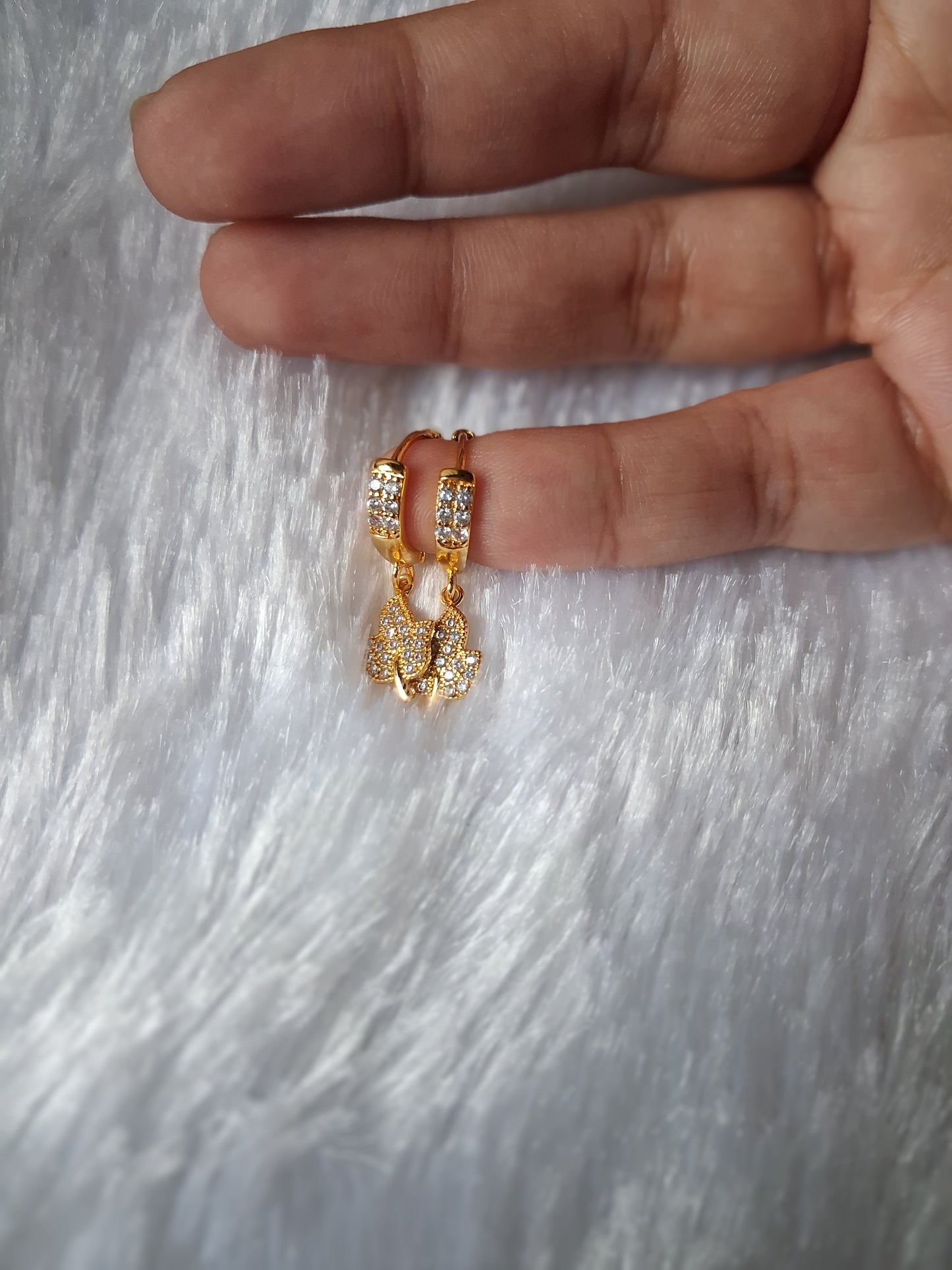 Gold plated Leaf Pattern Anti Tarnish hoops