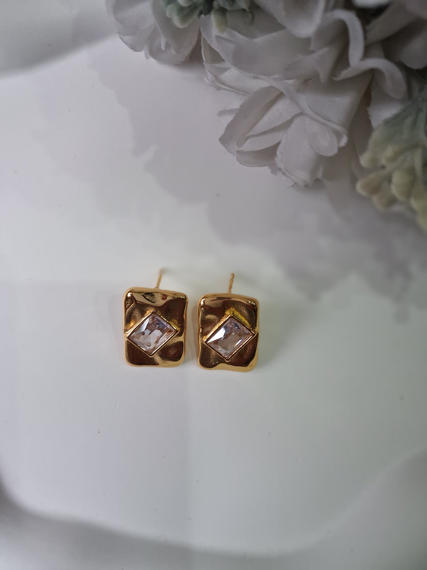 Chunky Crystal Rectangular Anti Tarnish Studs