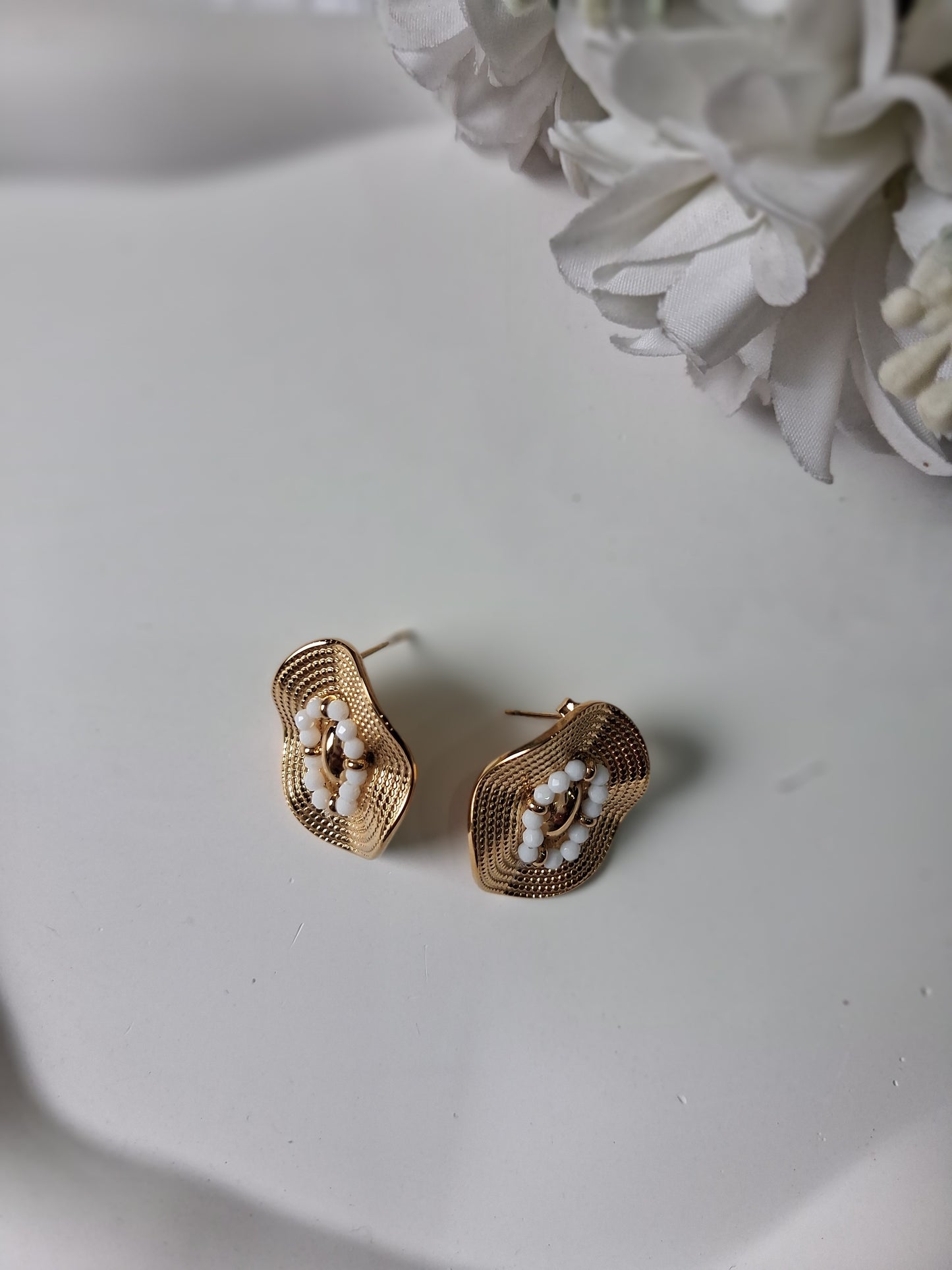 Mordern Embellished Anti Tarnish Gold Studs