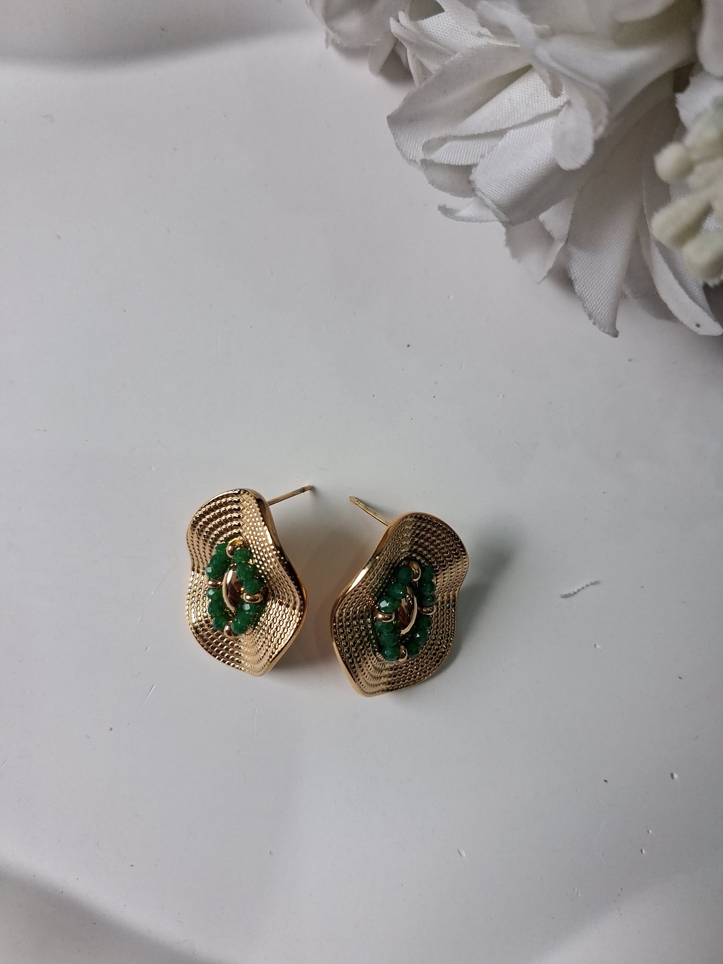 Mordern Embellished Anti Tarnish Gold Studs