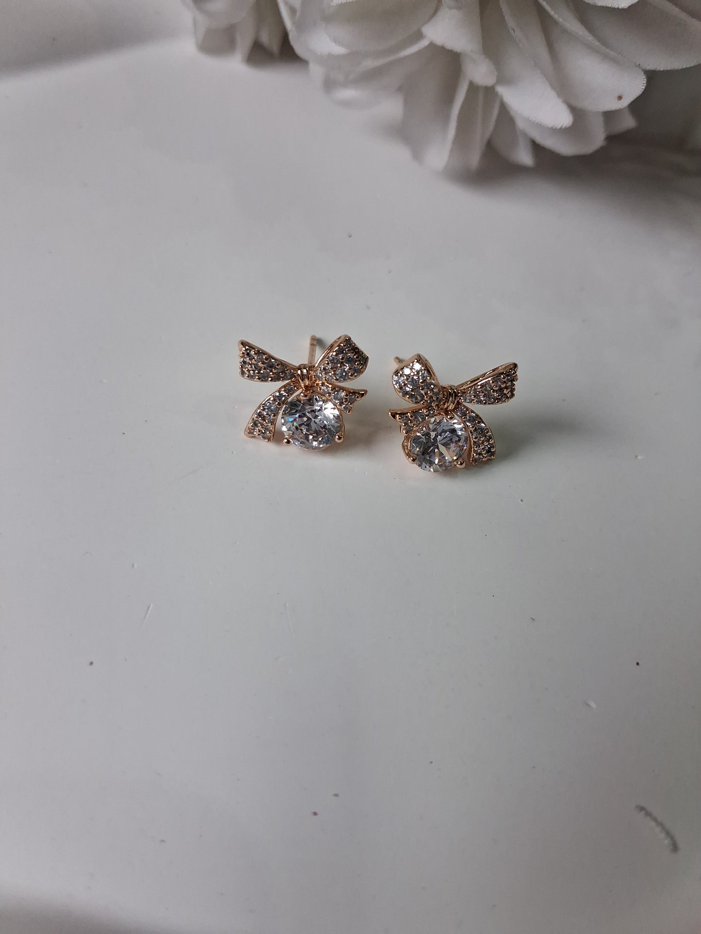 Shimmery Crystal Bow Studs