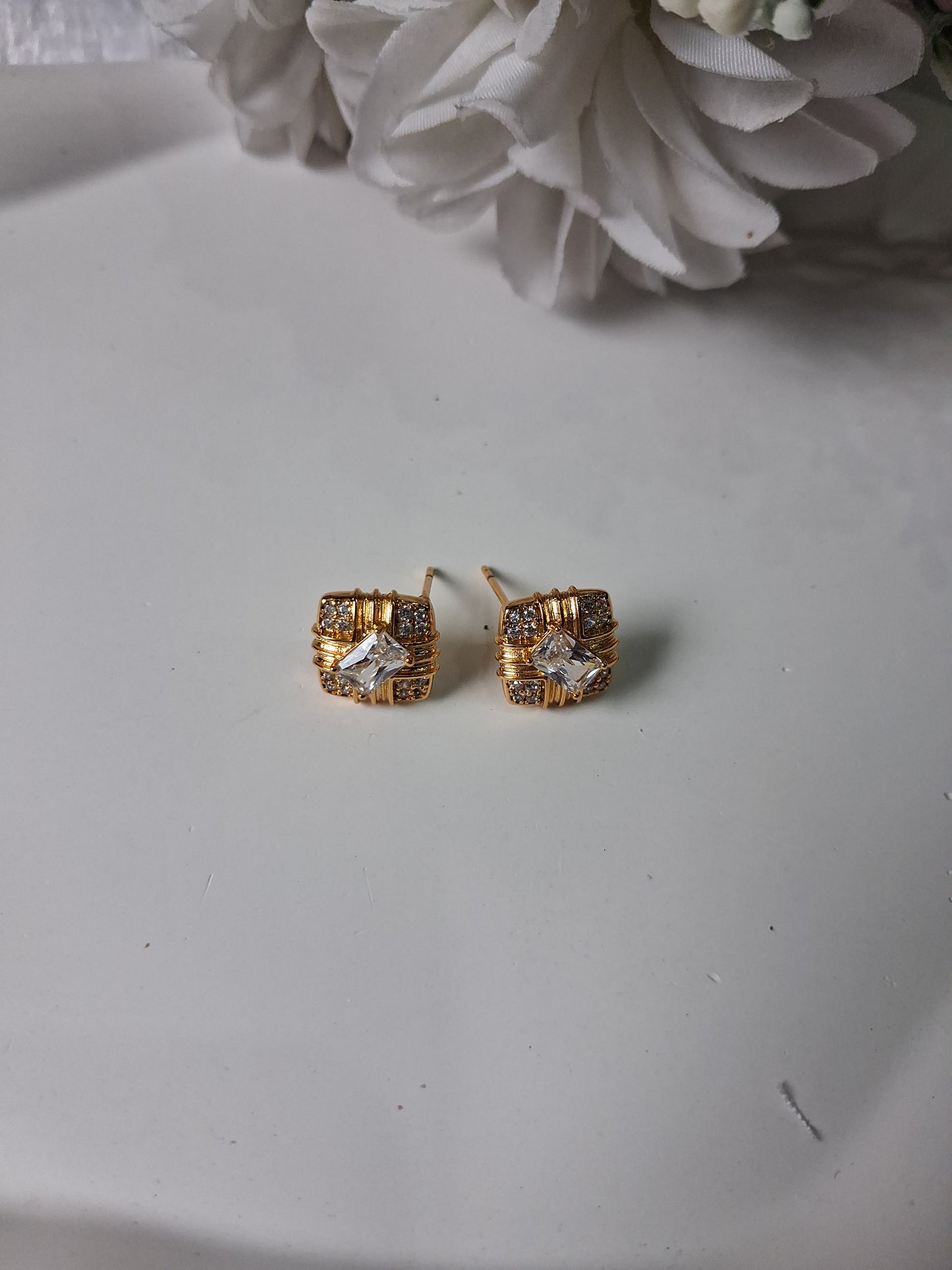Gold Plated AD Square Studs