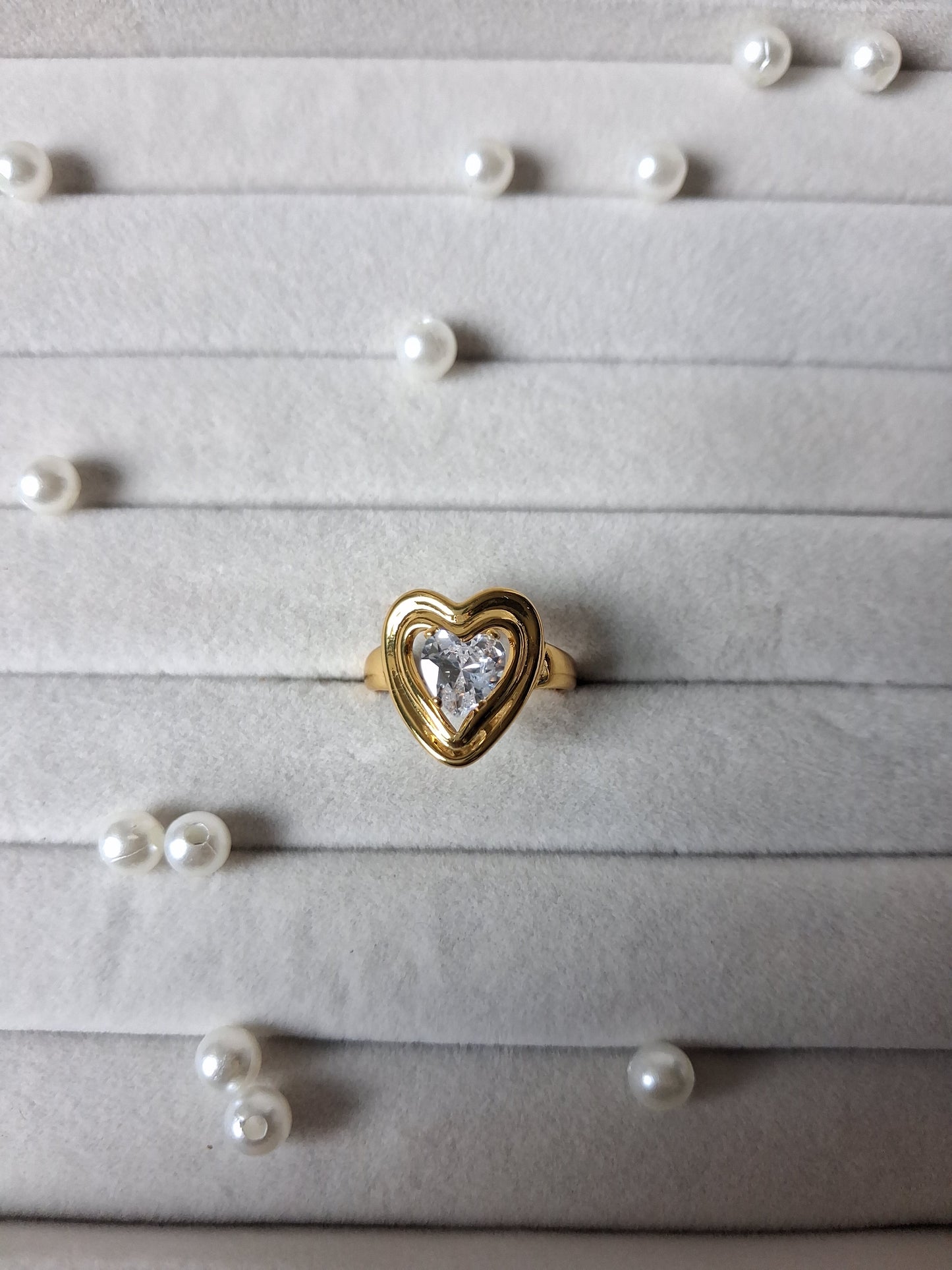 HeartBeat Crsytal AntiTarnish Adjustable Ring