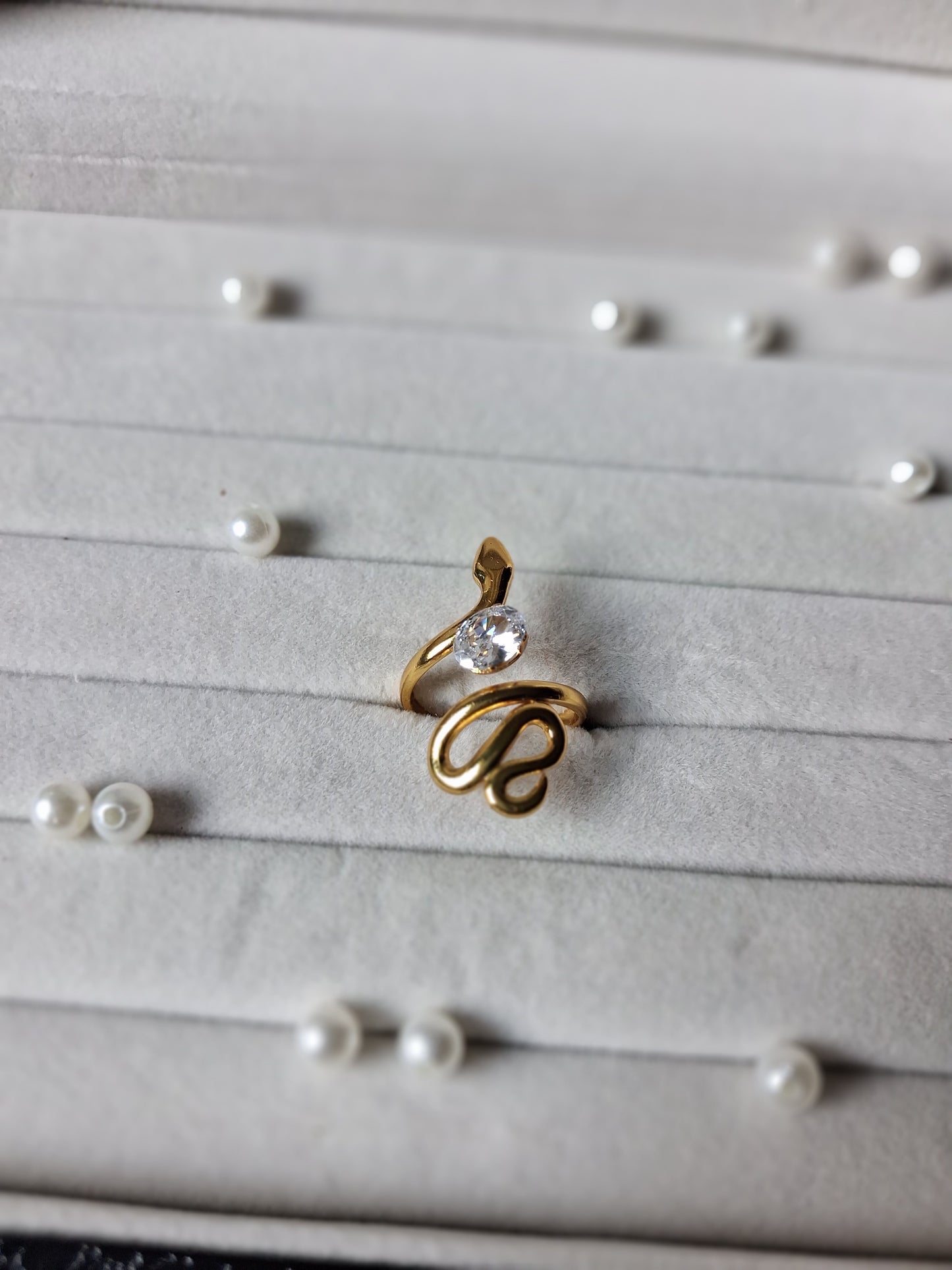 Serpant Crystal AntiTarnish Adjustable Ring