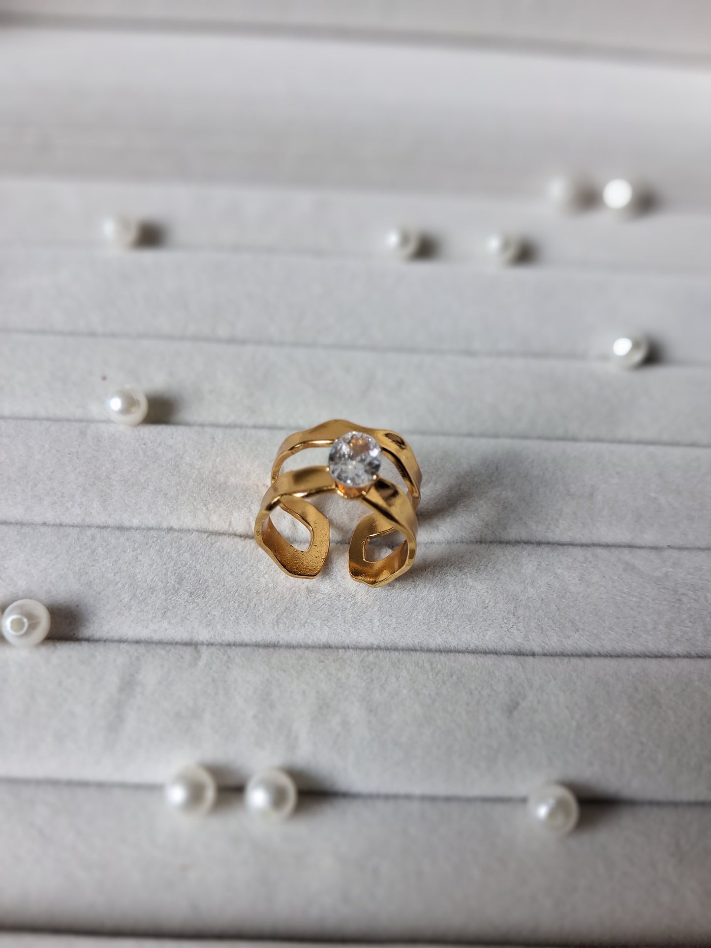 Dual Wavy Band AntiTarnish Adjustable Ring
