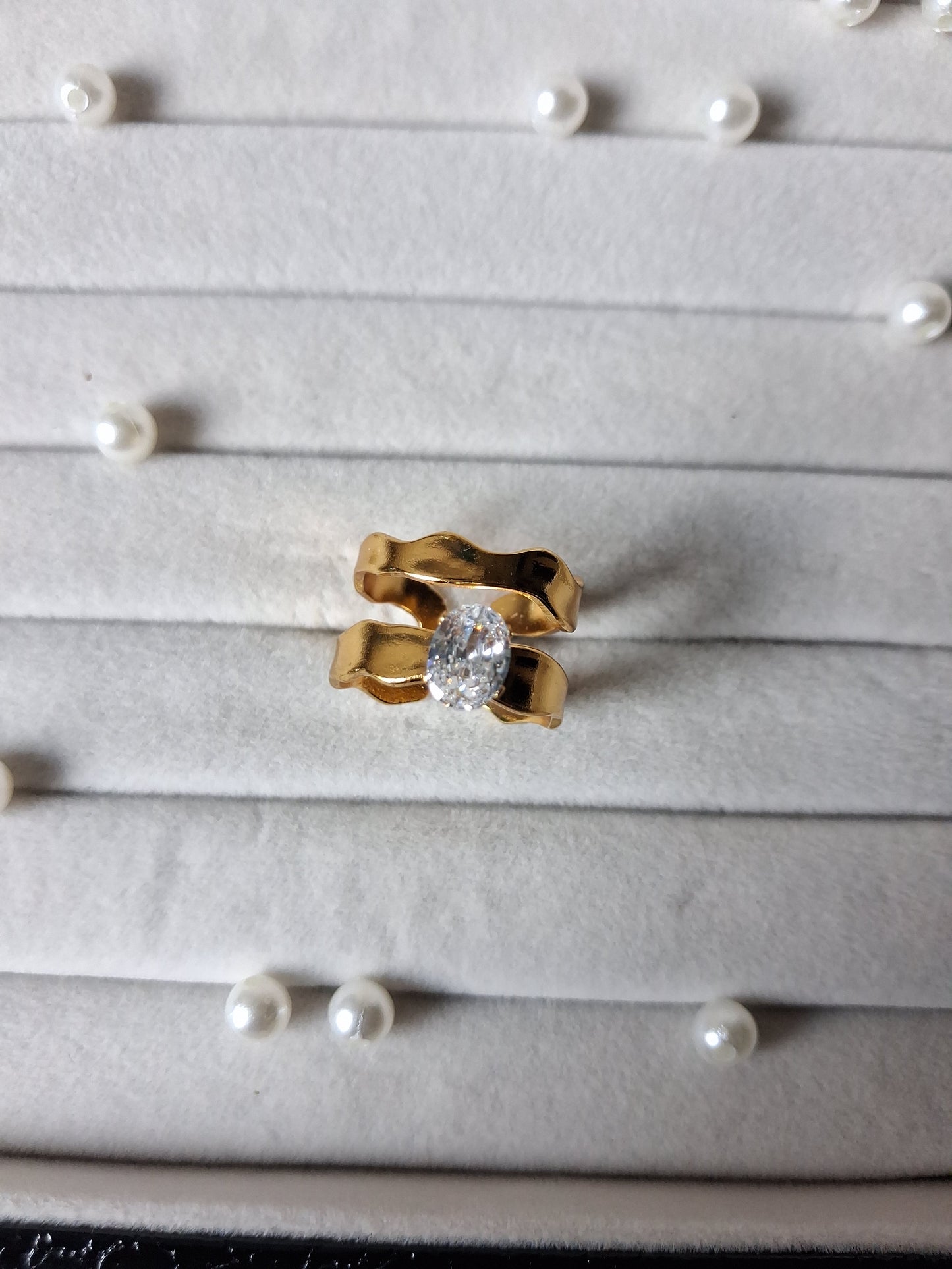 Dual Wavy Band AntiTarnish Adjustable Ring