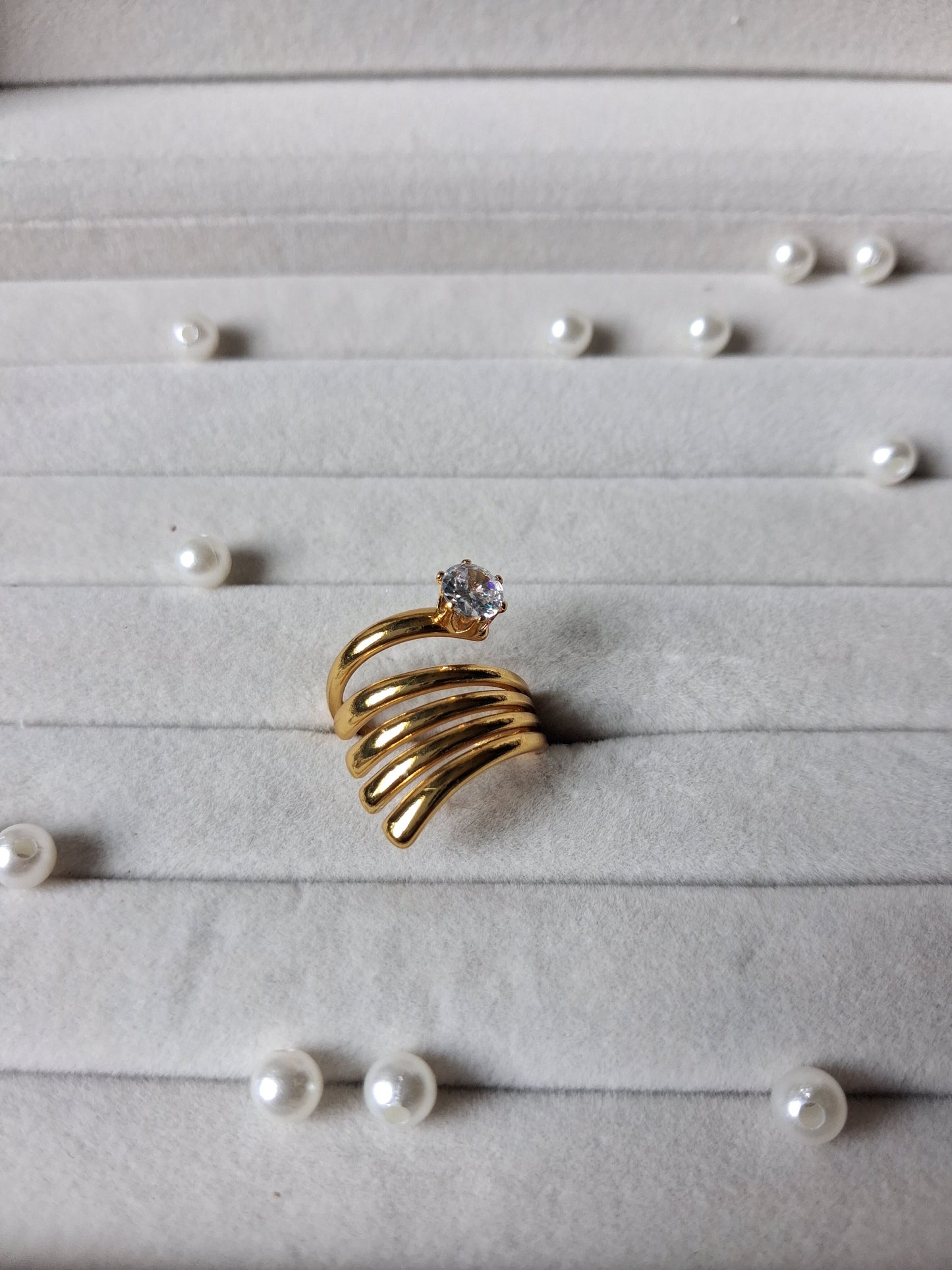 Fangs Crystal Anti Tarnish Adjustable Ring