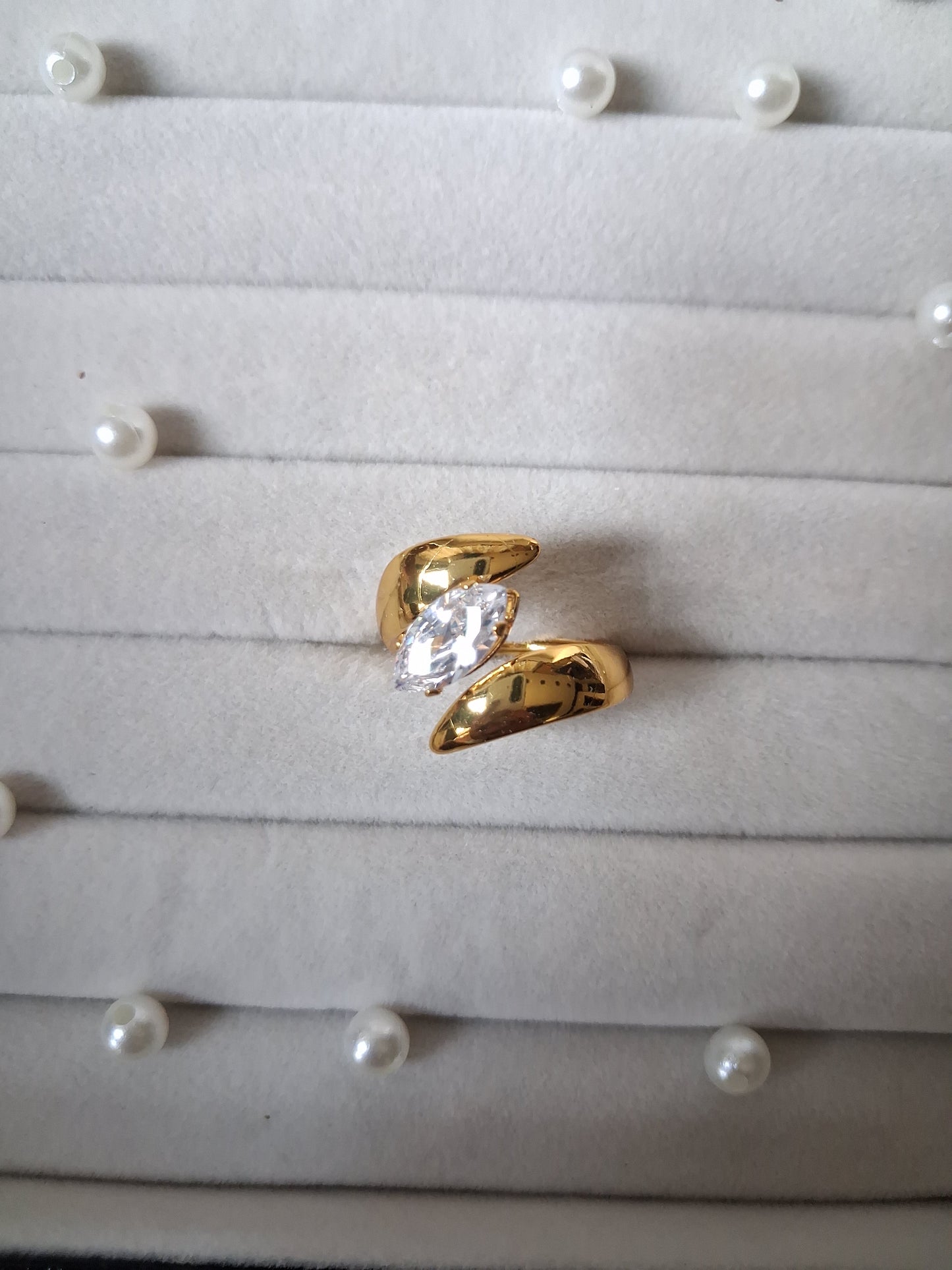Zic Zac Crystal AntiTarnish Adjustable Ring