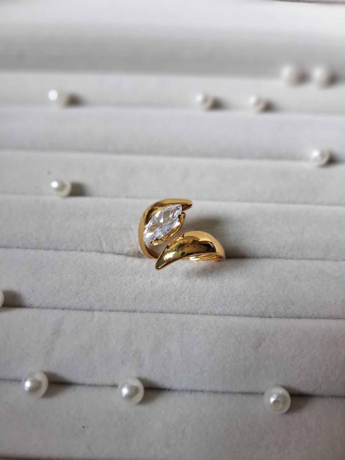 Zic Zac Crystal AntiTarnish Adjustable Ring