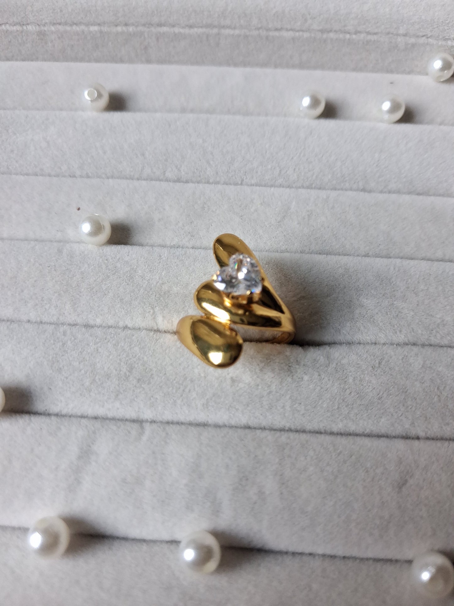 Scattered Heart AD AntiTarnish Adjustable Ring