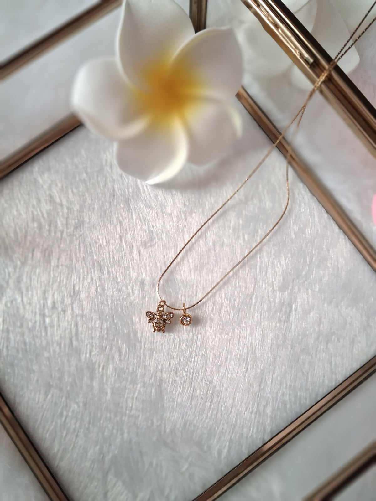 Butterfly Solitaire Dual Charm Neklace Pendant