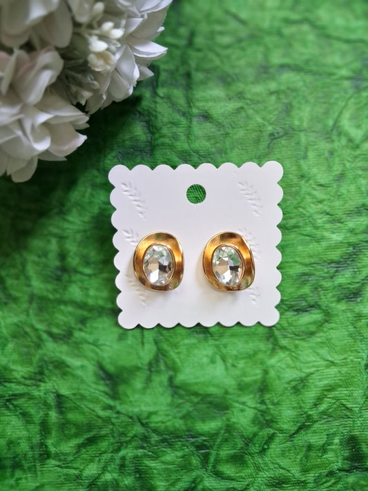 Chunky Crystal Round Anti Tarnish Stud Earrings