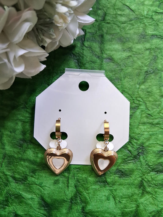 Enamel Heart Anti Tarnish Hoop Earrings