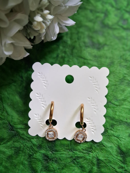 Square Detailed Anti Tarnish Hoops