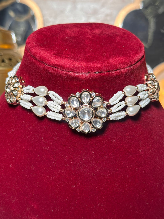 Gayatri Pearl Moissanite choker set