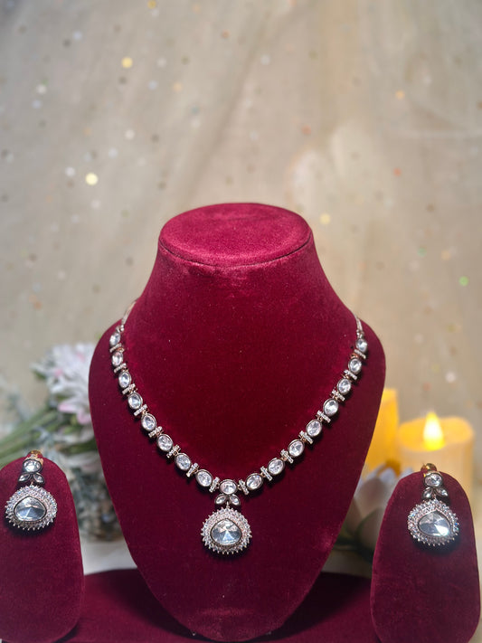 Mosanite Khwaab Drop Necklace Set
