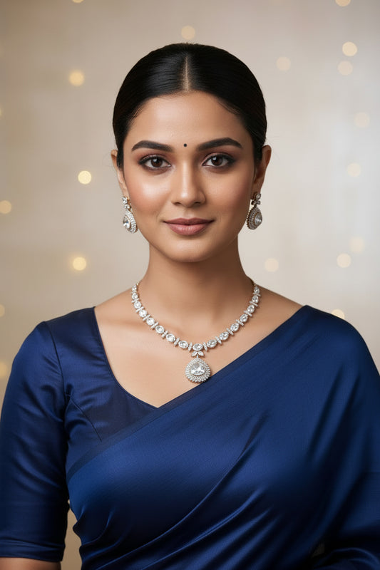 Mosanite Khwaab Drop Necklace Set