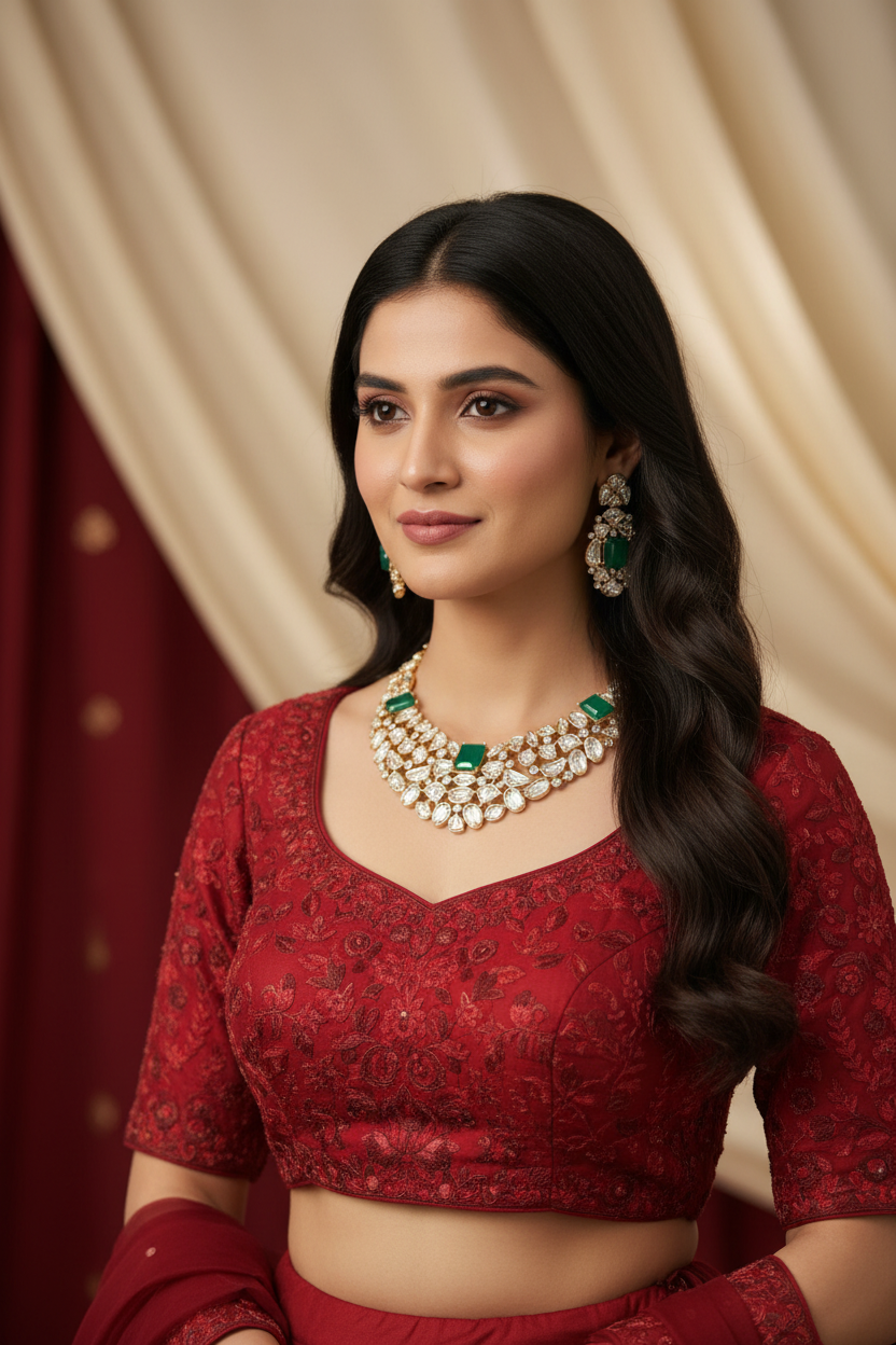 Meera Uncut Polki Necklace Set