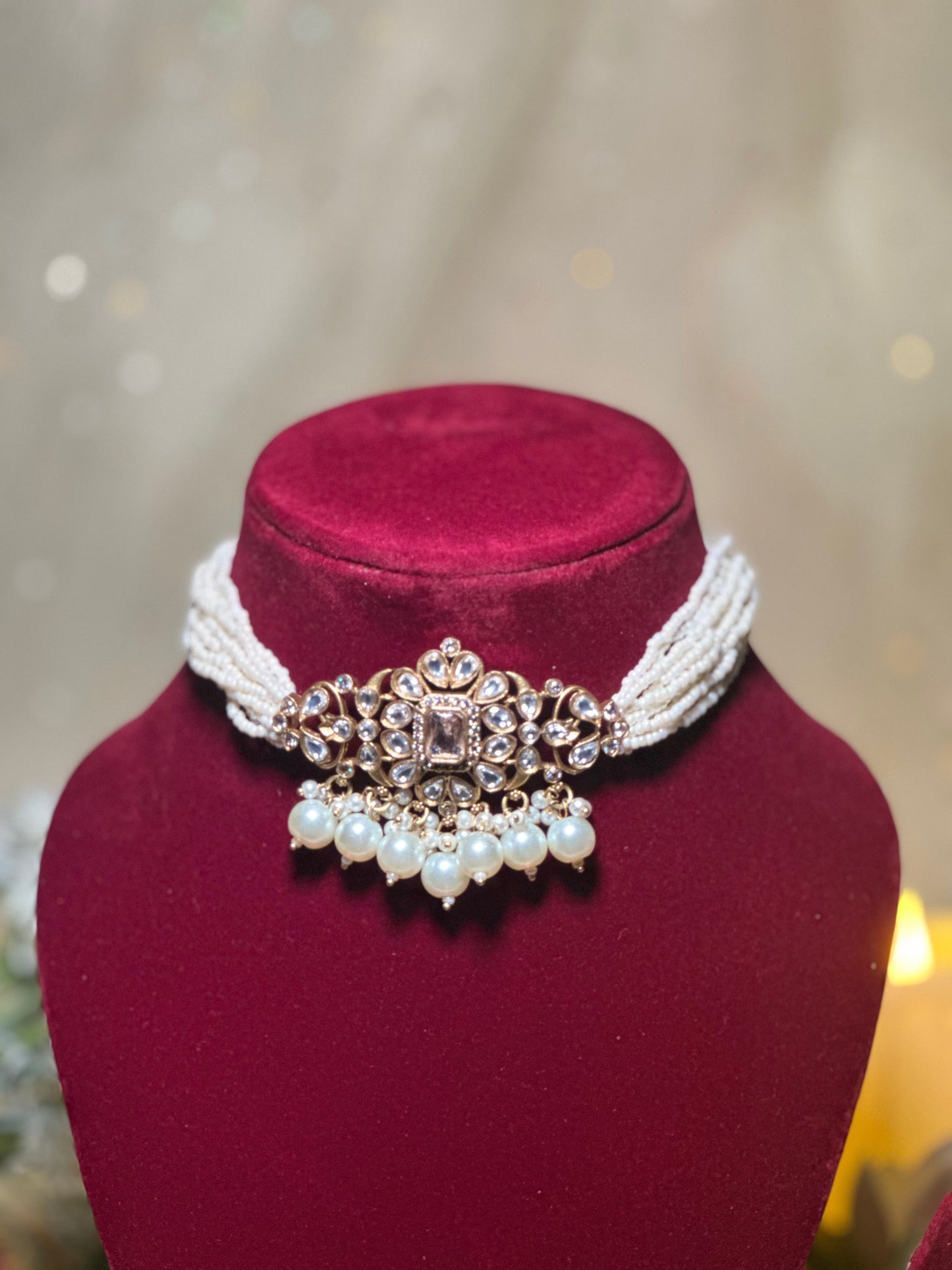 Vani Mossanite Polki Piroyi Choker Set