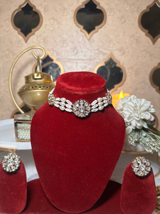 Gayatri Pearl Moissanite choker set