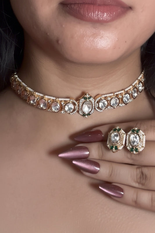 Aaina Moissanite Minimal Necklace Set