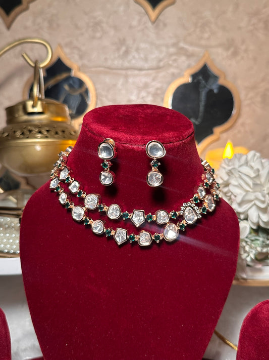 Dua Double Line Moissanite Necklace Set