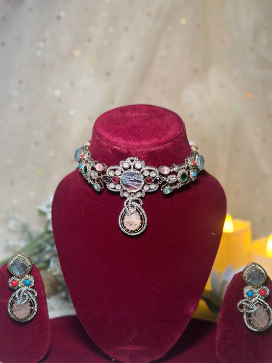 Sabhya navratan Necklace Set