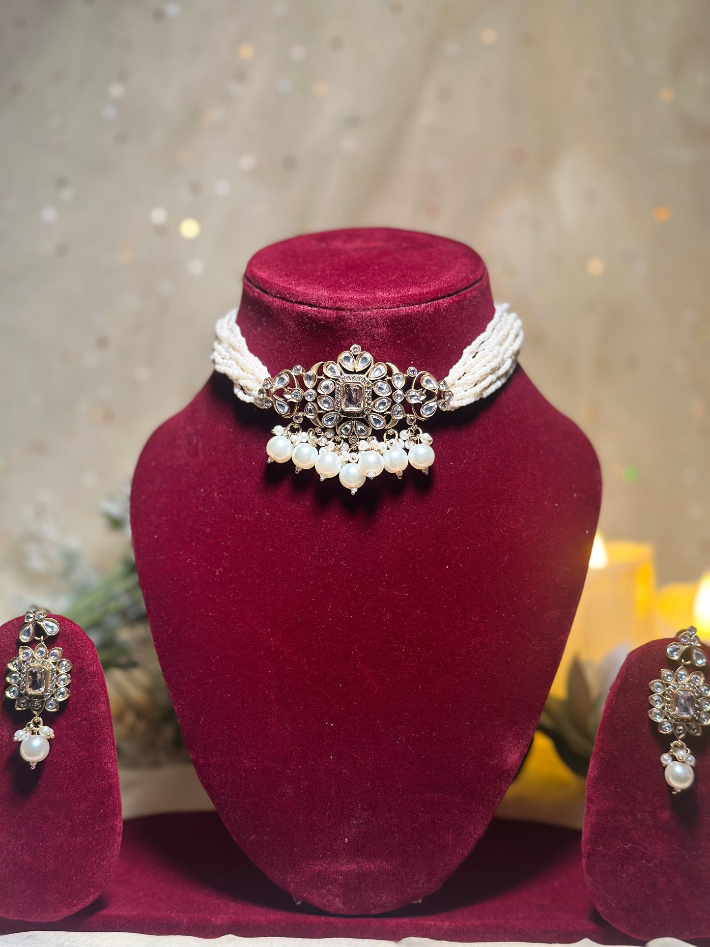 Vani Mossanite Polki Piroyi Choker Set