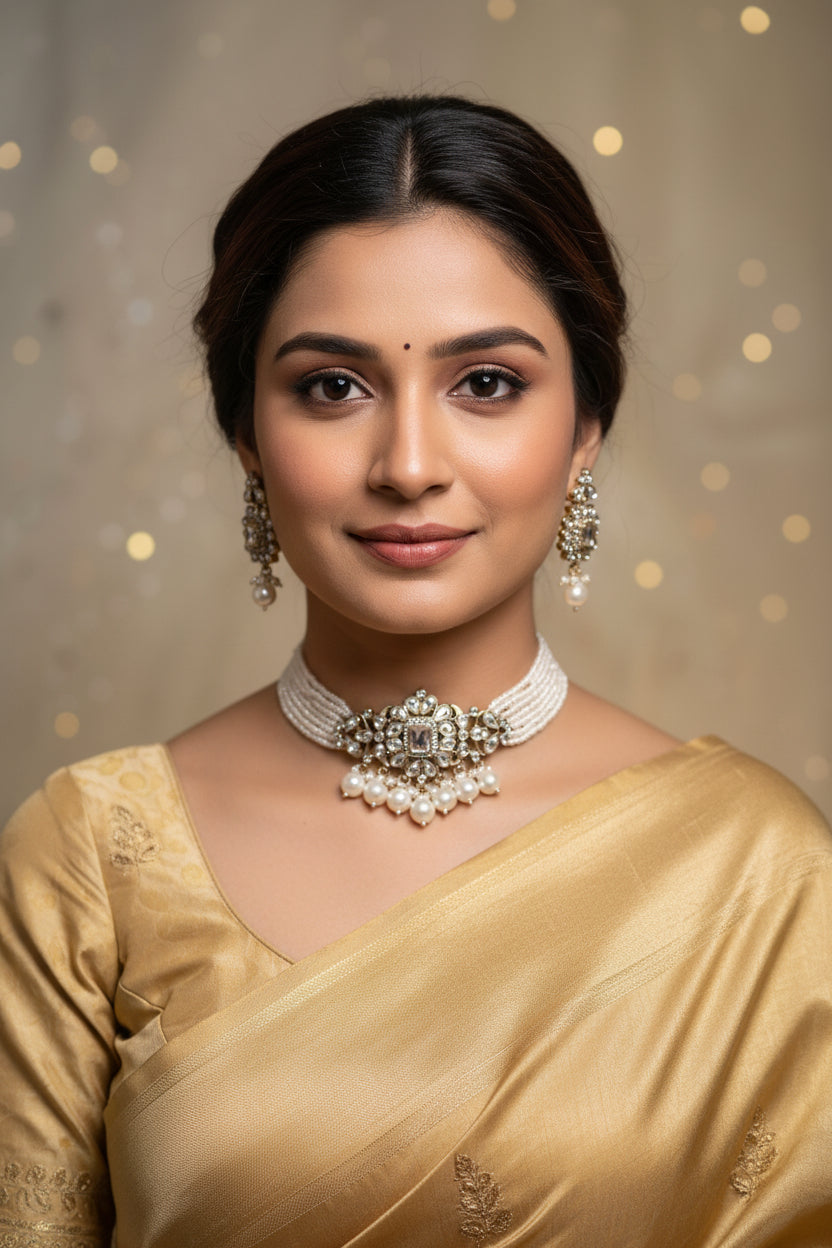 Vani Mossanite Polki Piroyi Choker Set