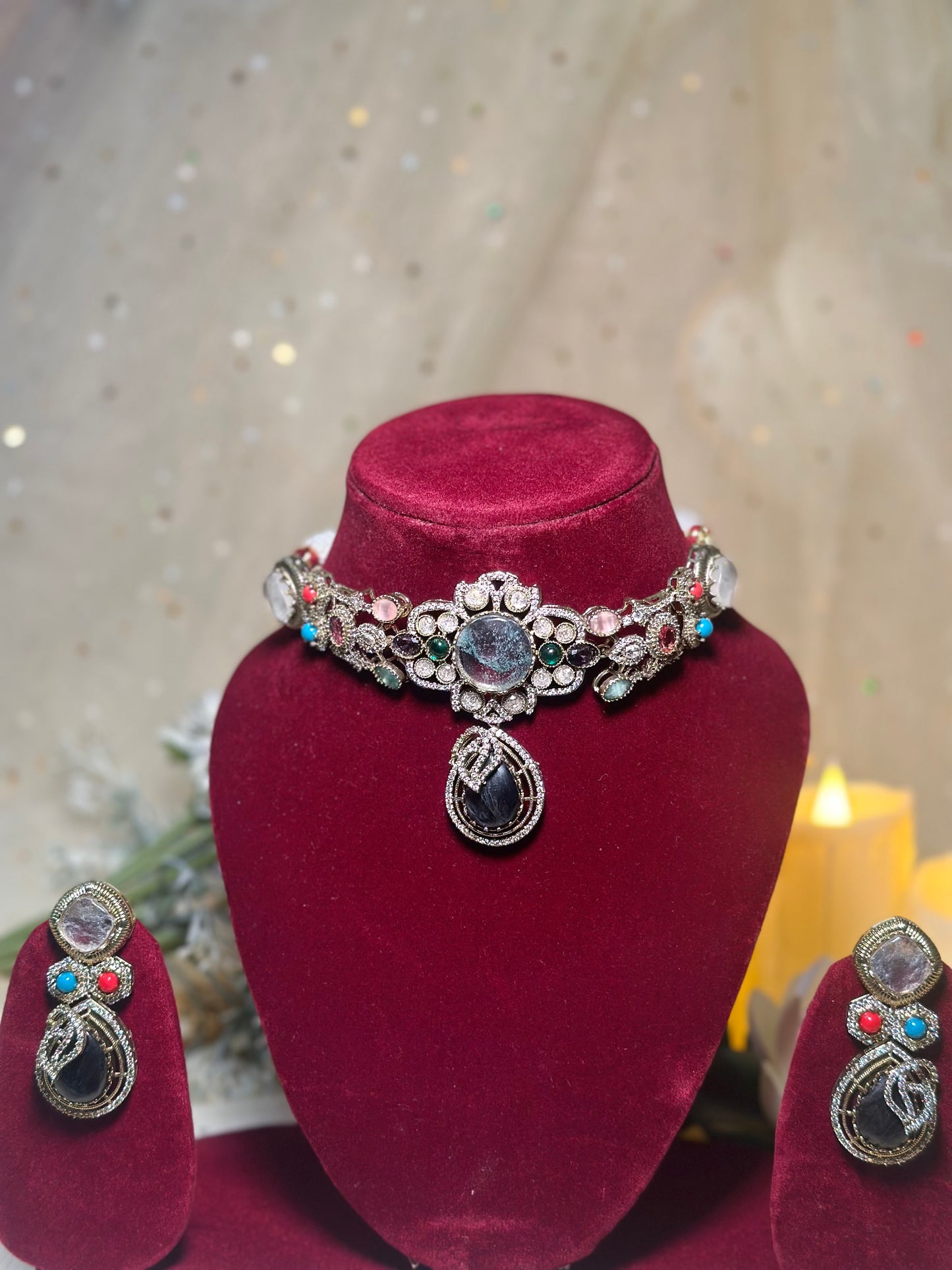 Sabhya navratan Necklace Set