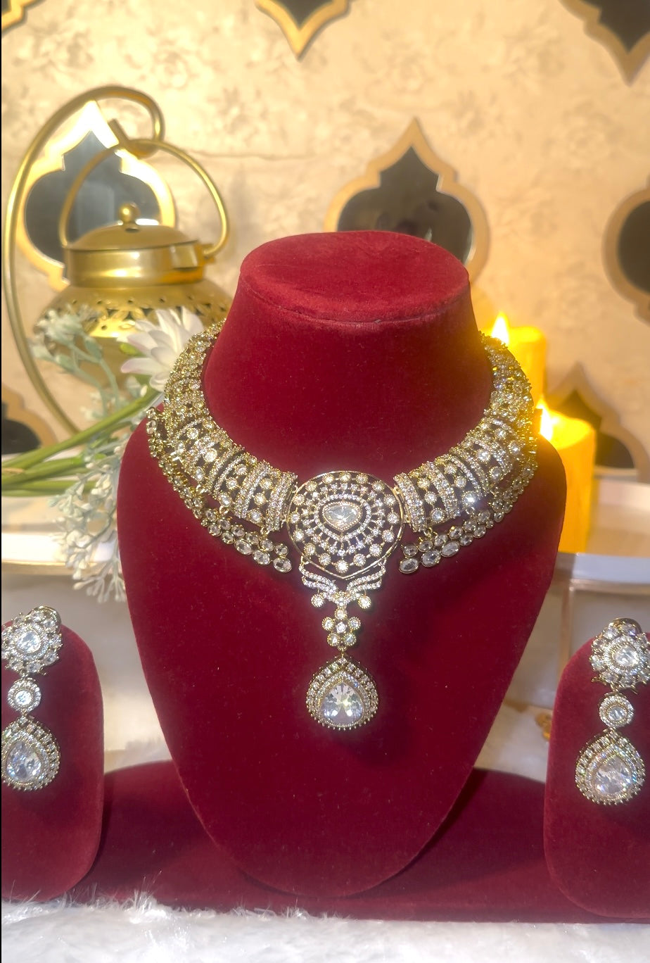 Princess Hasli Mosanite AD Necklace Set