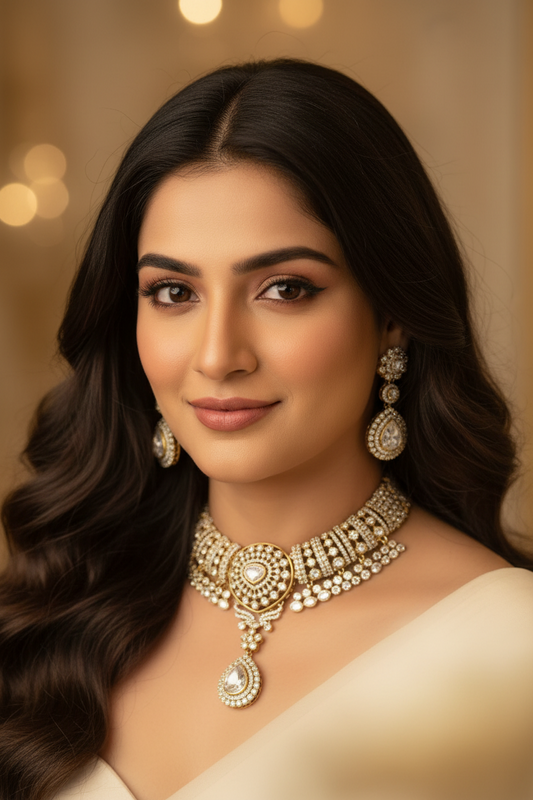Princess Hasli Mosanite AD Necklace Set
