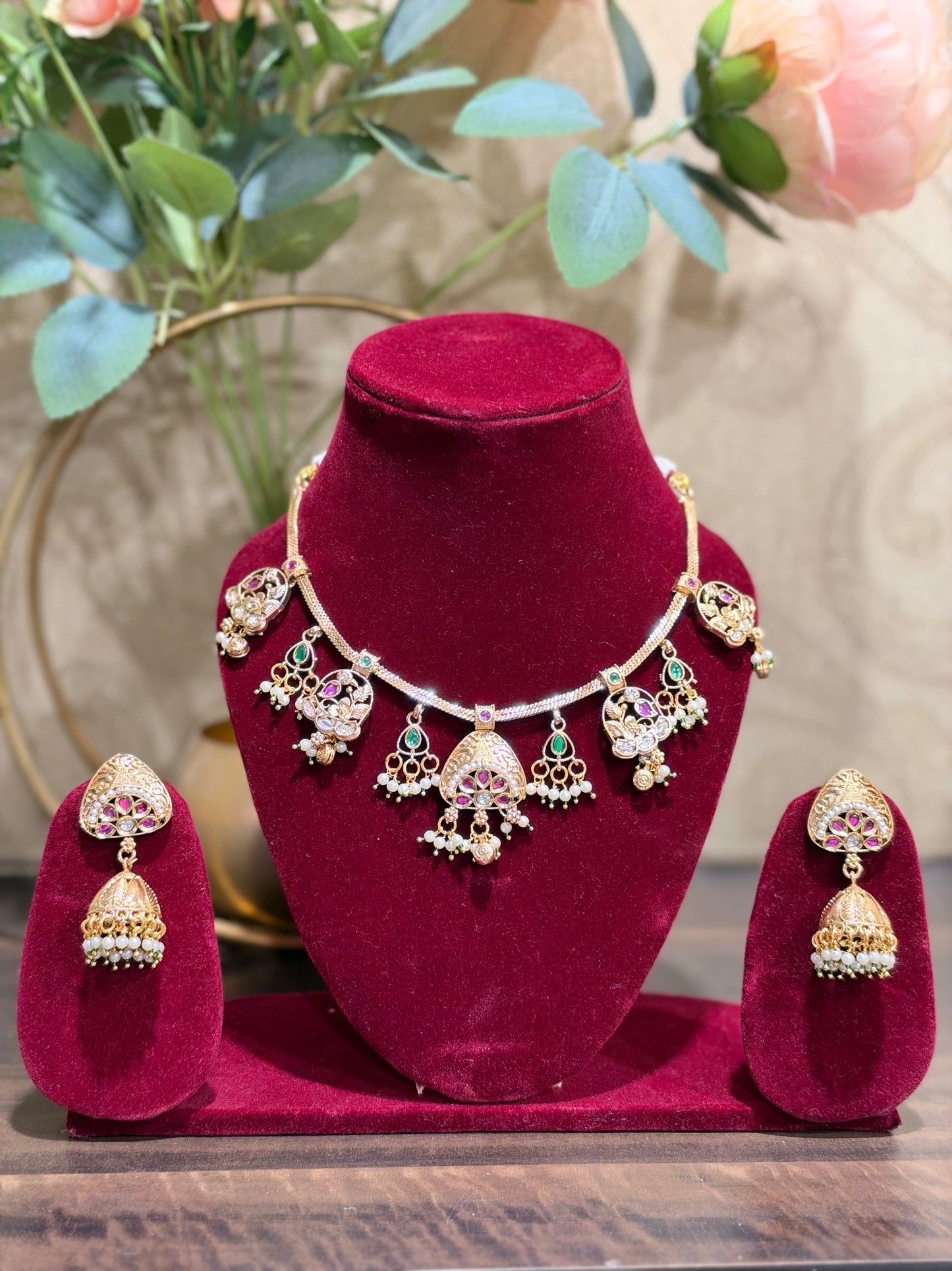 Usha Heritage Rajasthani Meenakari piroyi Necklace set