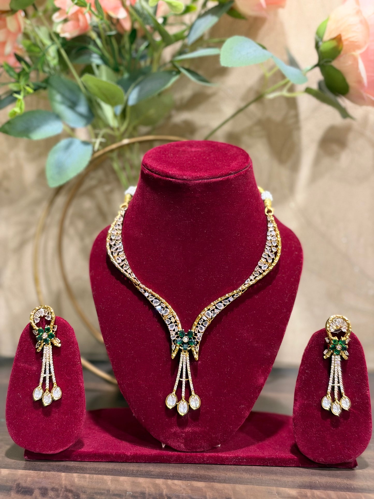 Inayat AD moisanite Hasli Pattern Necklace Set