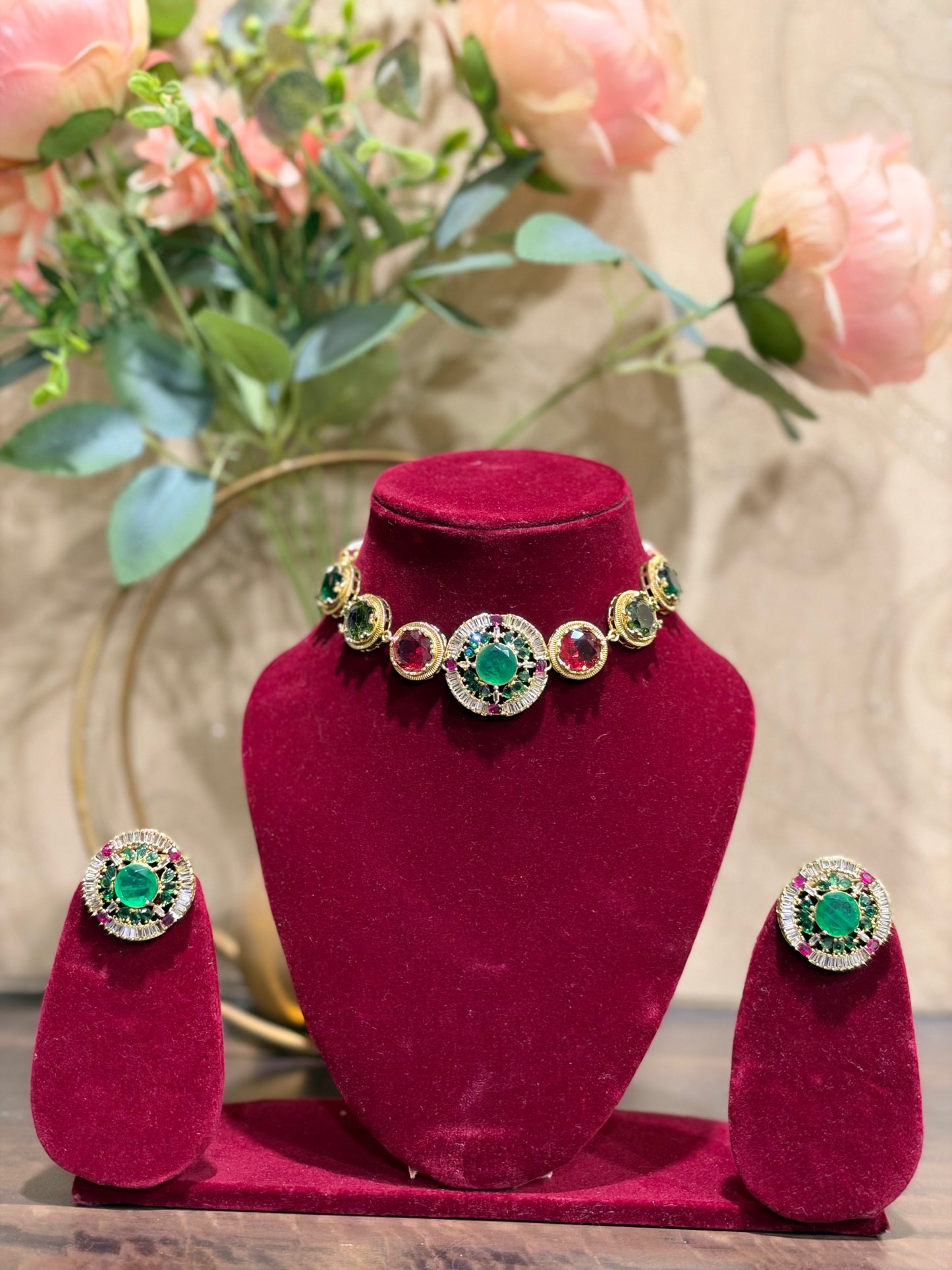Ahaana Crystal Choker Necklace Set
